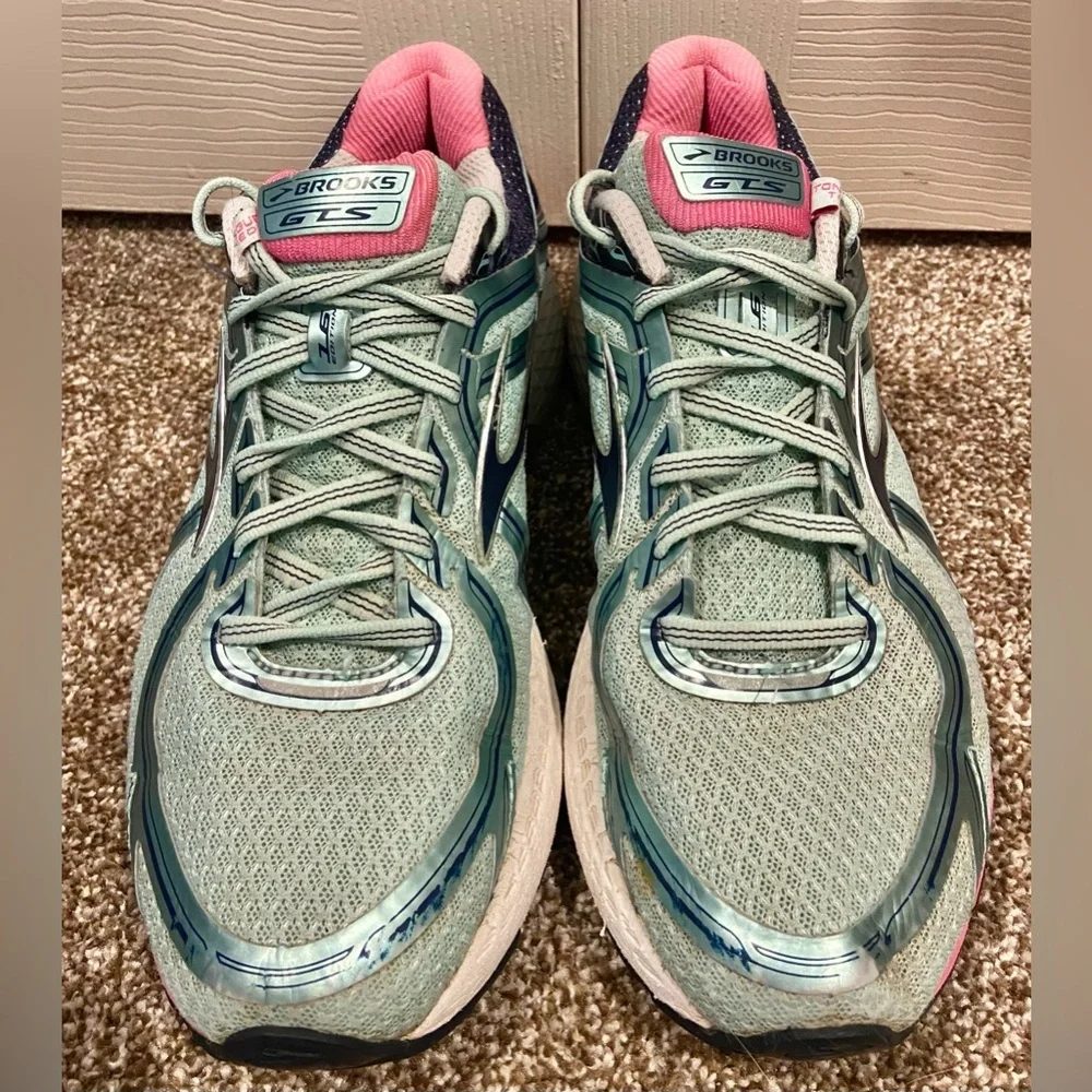 BROOKS Adrenaline GTS 16 Wmn Sz 10 Running Athletic Shoes Aqua Blue Pink